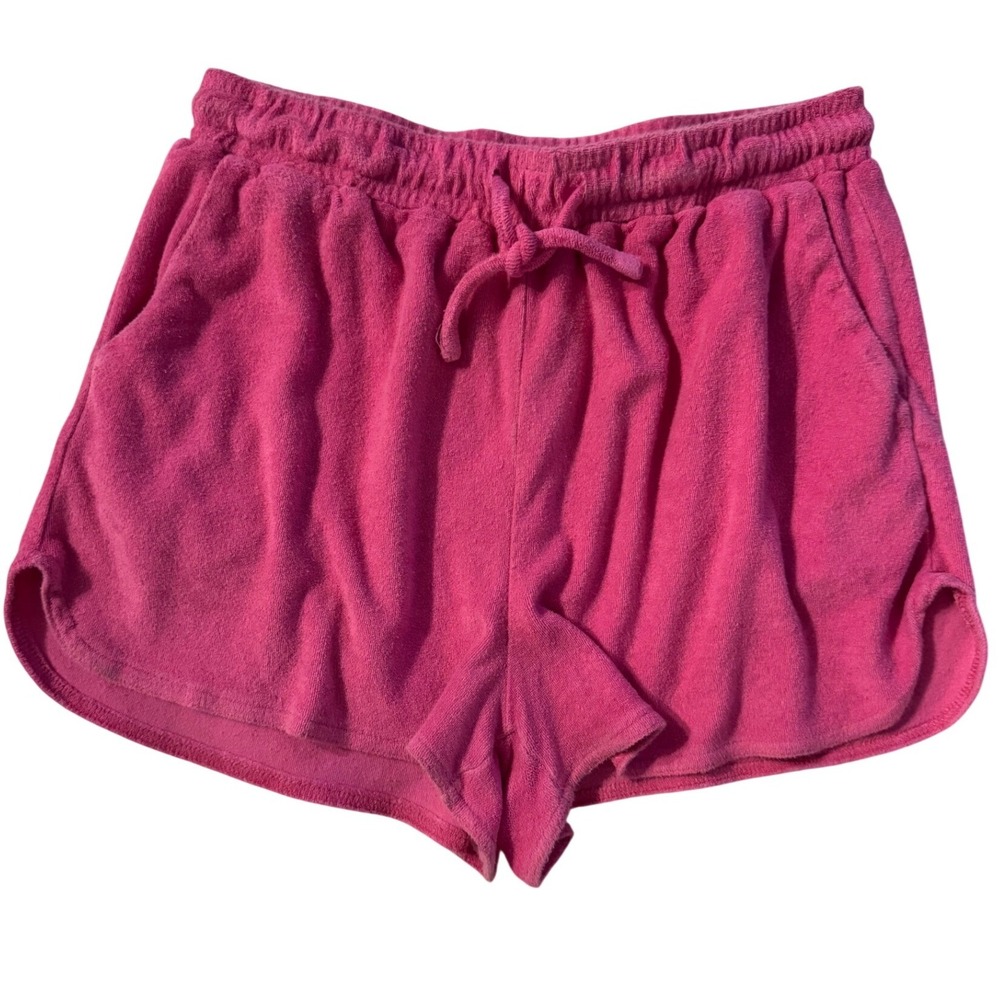 Edikted Terry Cloth Lounge Shorts Hot Pink Toweling Dolphin Y2K‎ Large